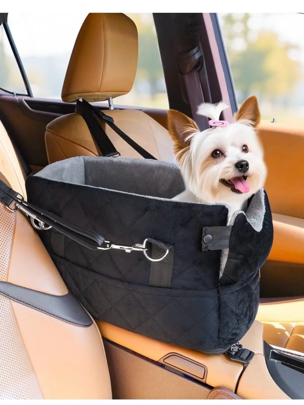 Black Dog Car Booster Seat - Secure Travel Pet Bed